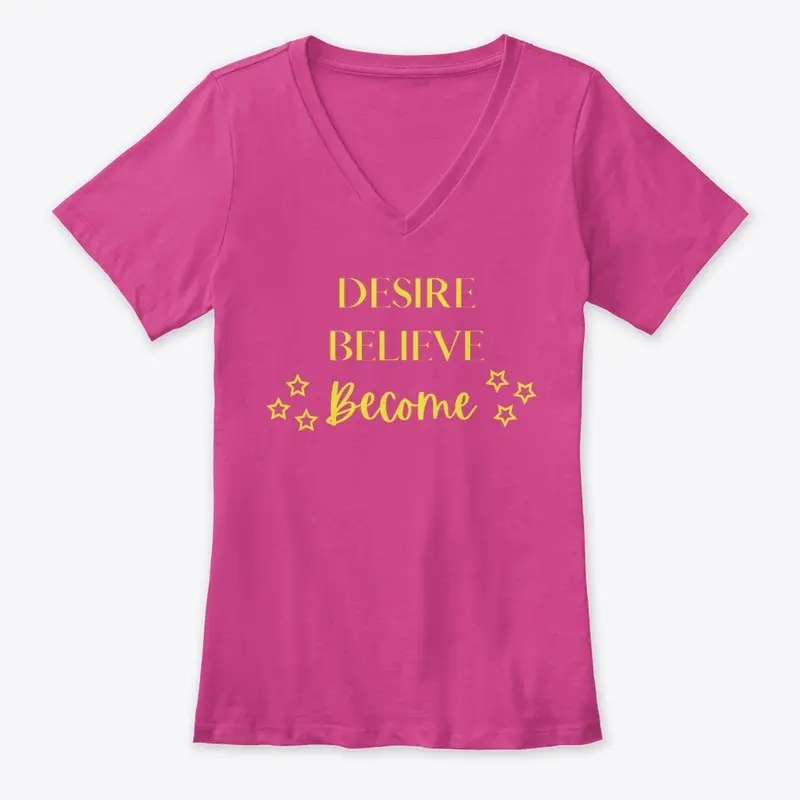 Womens Pink-Yellow V-neck DBB